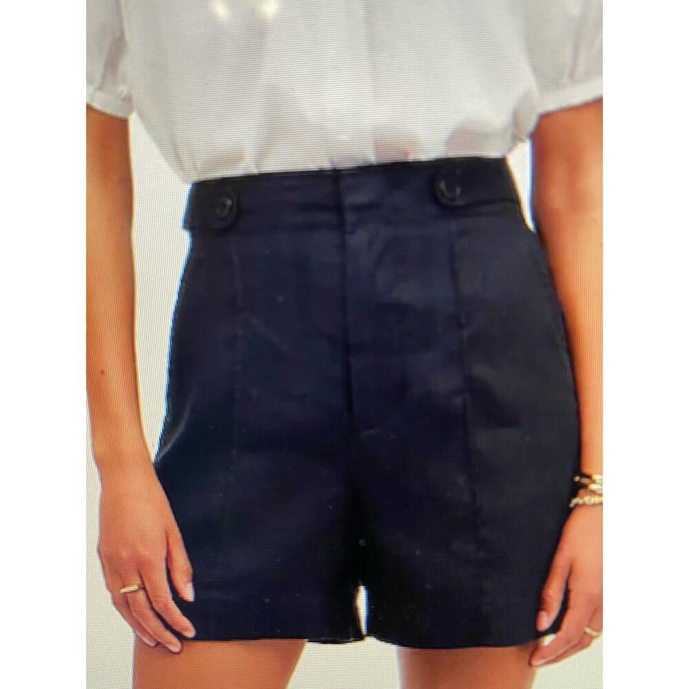 NWT Madewell 4 black clean button tab shorts linen